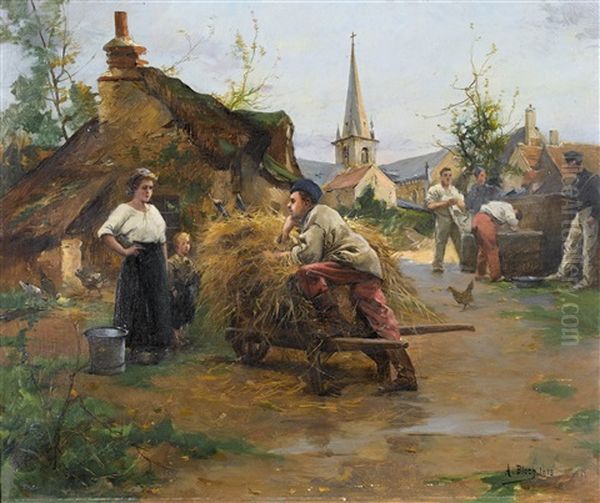 Dorfszene Mit Rekruten Oil Painting by Alexandre Bloch