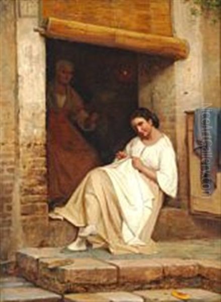 Street Scene Rome Oil Painting by Carl Heinrich Bloch