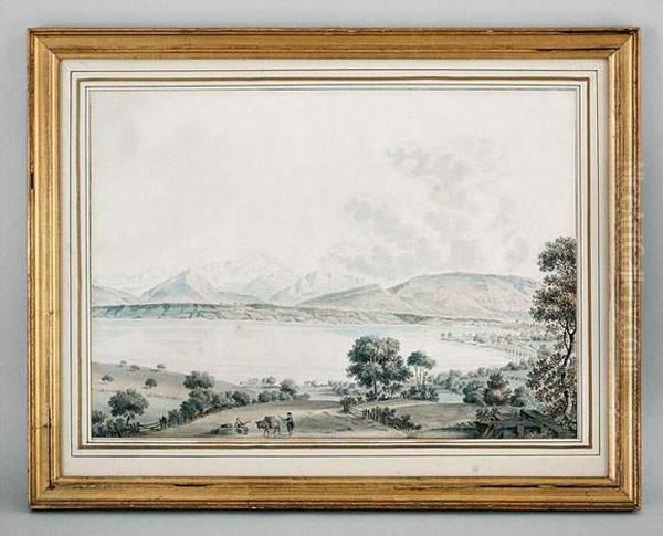 Vue Degeneve Oil Painting by Jean-Francois Albanis De Beaumont