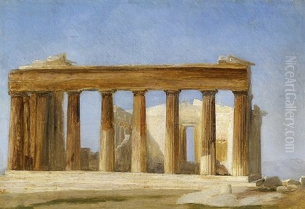 Tempelruin (fra Paestum?) Oil Painting by Carl Heinrich Bloch