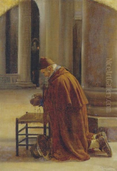 En Bedende Mand I En Kirke Oil Painting by Carl Heinrich Bloch