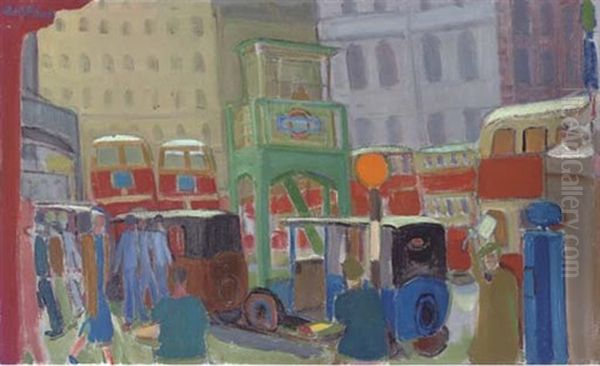 Bus Station At Victoria, London Oil Painting by Martin Bloch