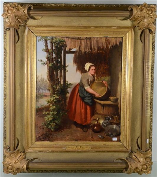 Jeune Femme Aux Cuivres Oil Painting by Eugene Francois De Block