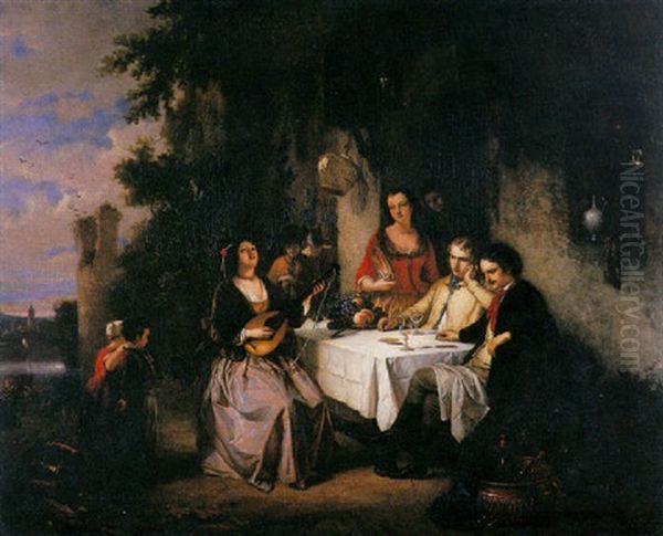 La Serenade Oil Painting by Eugene Francois De Block