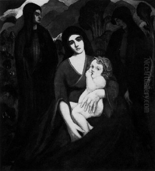 Madonna And Child Oil Painting by Josef Block