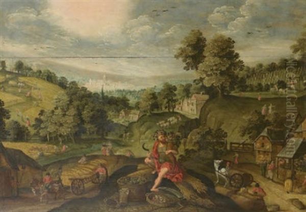 Paysage Avec Bacchus Ou L'allegorie De L'automne Oil Painting by Isaack van Blocke