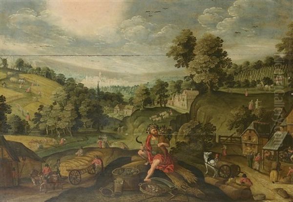 Paysage Avec Bacchus Ou L'allegorie De L'automne Oil Painting by Isaack van Blocke