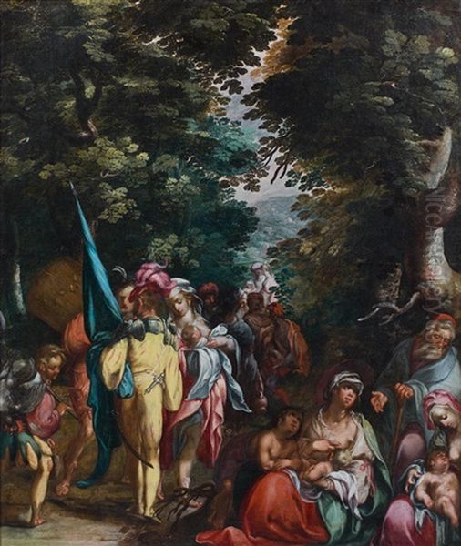 Halte De Personnages : Scene Presumee De L'ancien Testament Oil Painting by Abraham Bloemaert