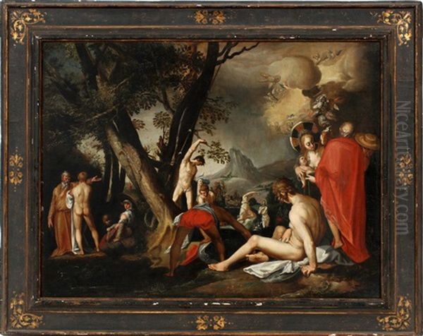 Baptism Of Christ Oil Painting by Abraham Bloemaert