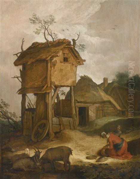 Farmyard With Dovecote Oil Painting by Abraham Bloemaert