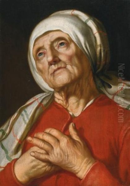 Portrait Of A Woman Praying Oil Painting by Abraham Bloemaert