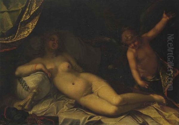 A Mythological Scene, Perhaps Venus And Cupid Oil Painting by Abraham Bloemaert