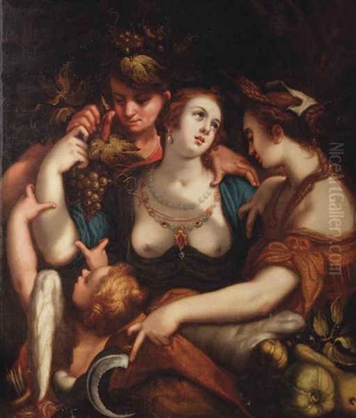 Sine Cerere Et Baccho Friget Venus by Abraham Bloemaert