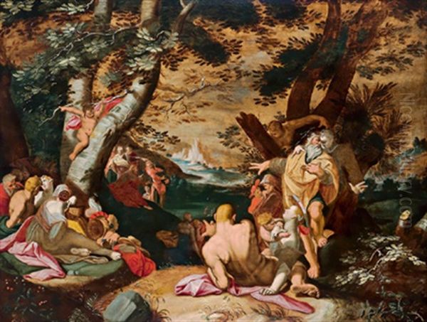 Die Predigt Johannes (collab. W/ Workshop) Oil Painting by Abraham Bloemaert