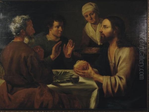 The Supper At Emmaus Oil Painting by Abraham Bloemaert