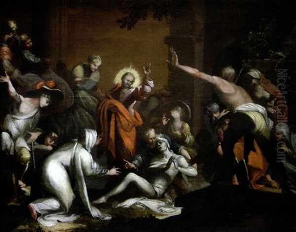 La Resurrection De Lazare Oil Painting by Abraham Bloemaert