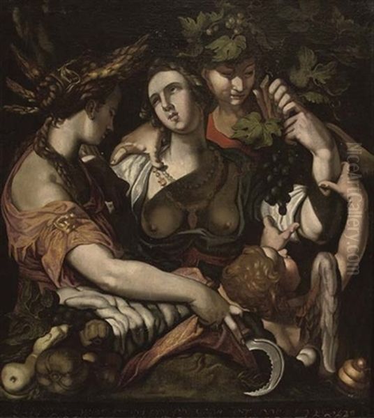 Sine Cerere Et Bacco Friget Venus Oil Painting by Abraham Bloemaert