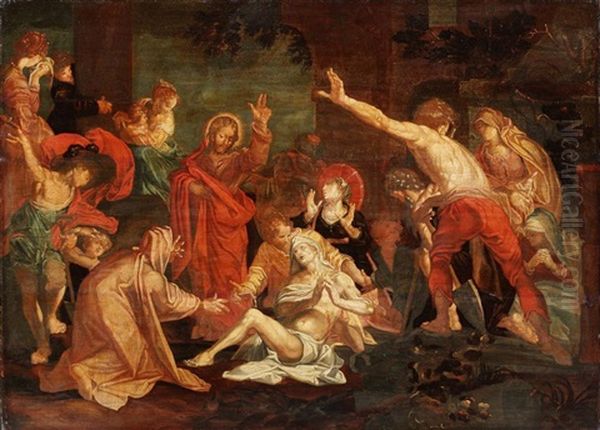 Die Erweckung Des Lazarus Oil Painting by Abraham Bloemaert