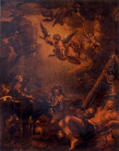 The Angel Appearing To The Shepherds Oil Painting by Abraham Bloemaert