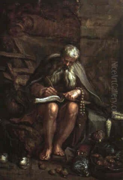 St. Jerome In His Cell Oil Painting by Abraham Bloemaert