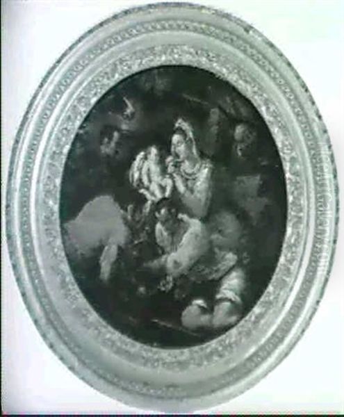 Den Hellige Familie (diam 19cm.) Oil Painting by Abraham Bloemaert