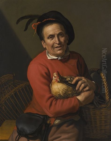 The Poulterer With Baskets Oil Painting by Hendrick Bloemaert