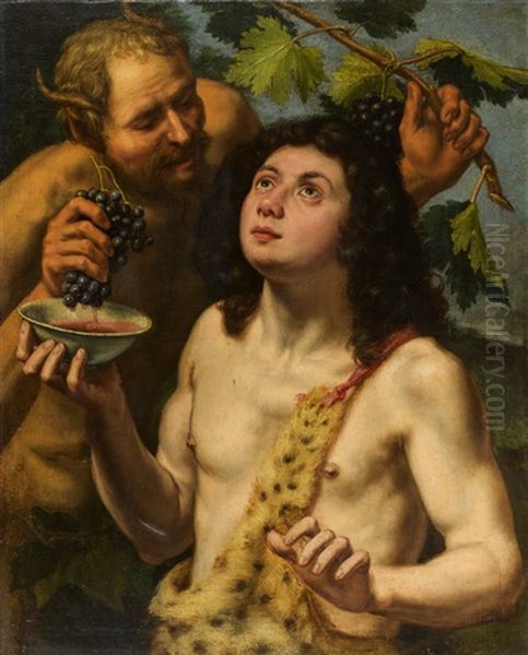 Bacchus Et Un Satyre Oil Painting by Hendrick Bloemaert