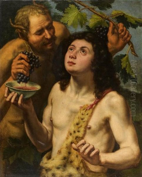 Bacchus Et Un Satyre by Hendrick Bloemaert