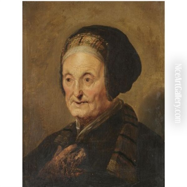 A Tronie Of An Elderly Lady In Oriental Dress Oil Painting by Hendrick Bloemaert