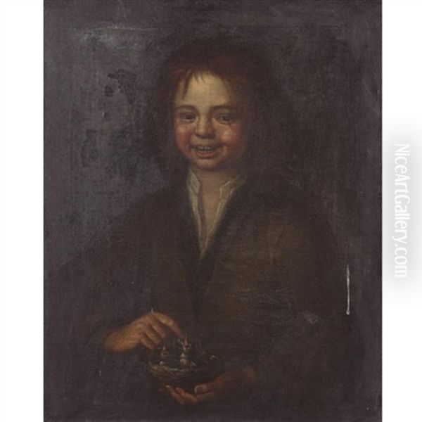 Portrait Of A Young Boy, Holding A Bird's Nest Oil Painting by Hendrick Bloemaert