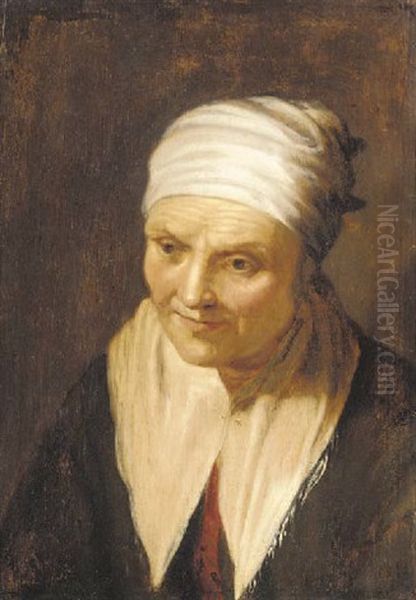 Portrait Of An Old Woman In A Black Costume With A White Cap And Collar Oil Painting by Hendrick Bloemaert