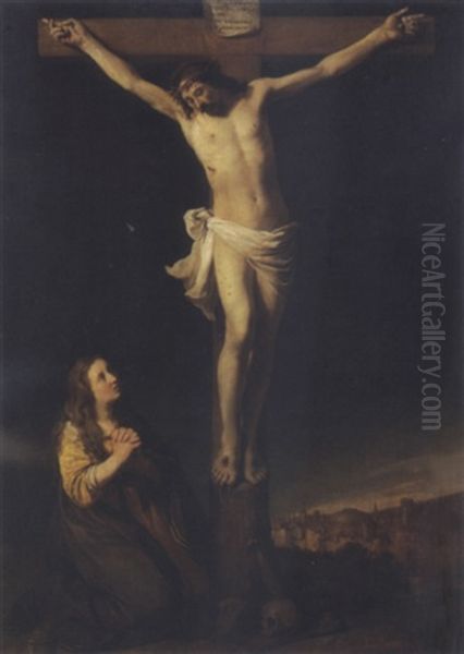 Crucifixion With Mary Magdalene Oil Painting by Hendrick Bloemaert