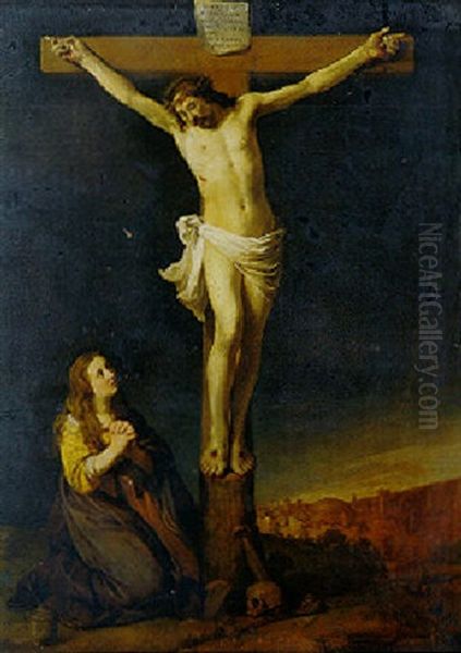 Crucifixion With Mary Magdalene Oil Painting by Hendrick Bloemaert