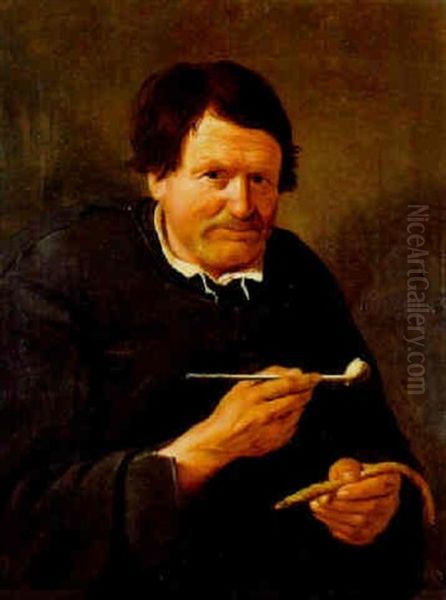 A Peasant Lighting A Pipe Oil Painting by Hendrick Bloemaert