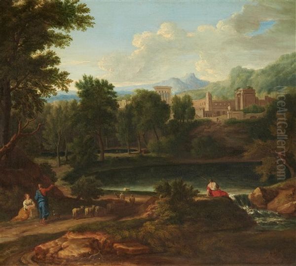 Landscape With Ancient Ruins Oil Painting by Jan Frans van Bloemen