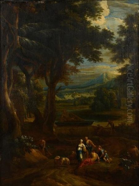 Paysage Neoclassique Avec Pastorale Et Cenotaphe Oil Painting by Jan Frans van Bloemen