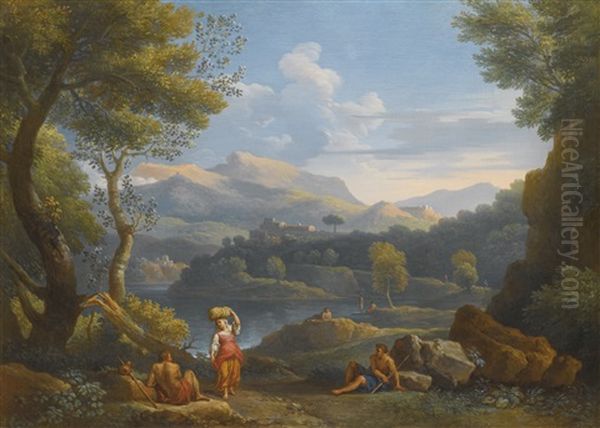 Vue De La Campagne Italienne Oil Painting by Jan Frans van Bloemen