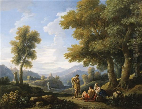 Paysage Anime De Personnages Oil Painting by Jan Frans van Bloemen