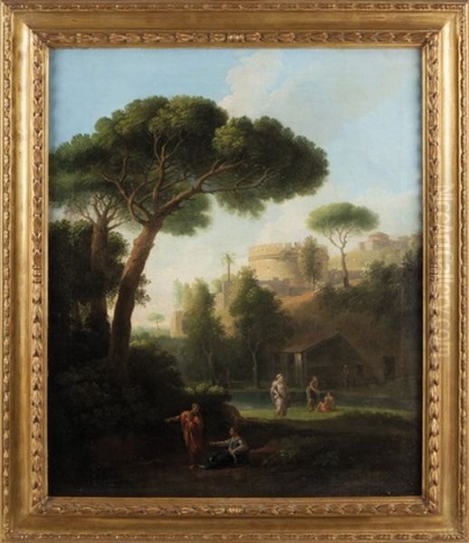 Paesaggio Con Figure Ed Architetture Oil Painting by Jan Frans van Bloemen