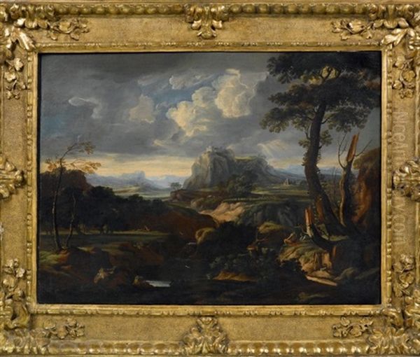 Paysage Boise Anime De Bergers Pres D'un Torrent Oil Painting by Jan Frans van Bloemen