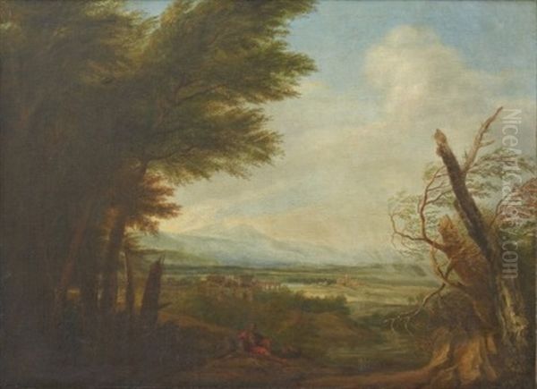 Italienskt Landskap Oil Painting by Jan Frans van Bloemen