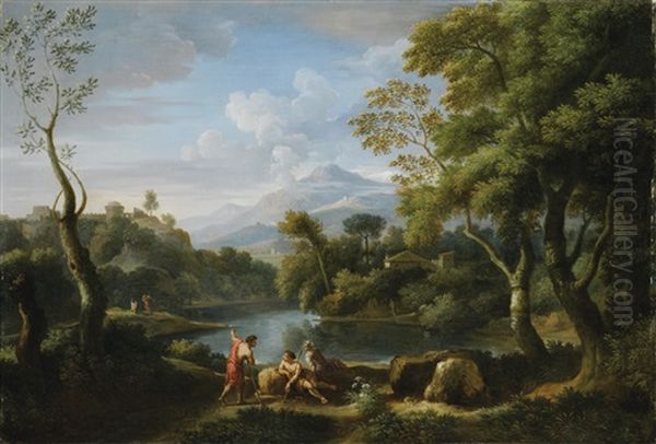 Paysage Anime De Personnages Oil Painting by Jan Frans van Bloemen