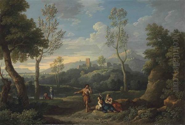 An Italianate Lanscape With Figures Oil Painting by Jan Frans van Bloemen