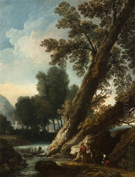 Landschaft Mit Pilgern Oil Painting by Jan Frans van Bloemen