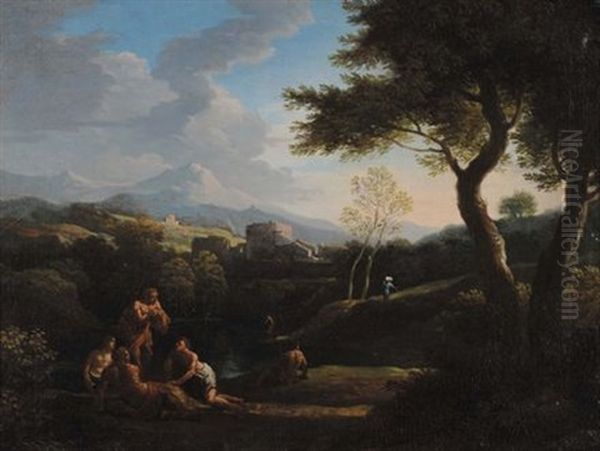 Paesaggio Con Figure Oil Painting by Jan Frans van Bloemen