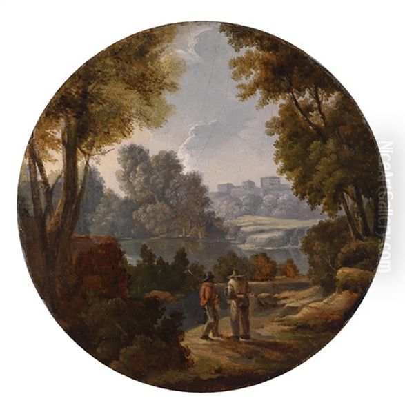 Sudliche Landschaft Mit Einem Kastell Und Wanderern Oil Painting by Jan Frans van Bloemen