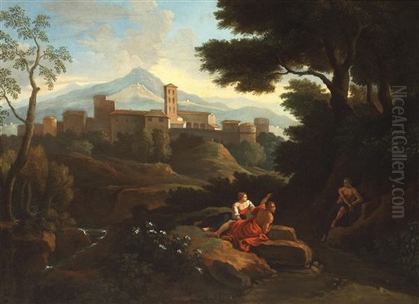 Die Abtei Von San Nilo In Grottaferrata Oil Painting by Jan Frans van Bloemen