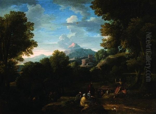 Paesaggio Con La Predica Del Battista Oil Painting by Jan Frans van Bloemen