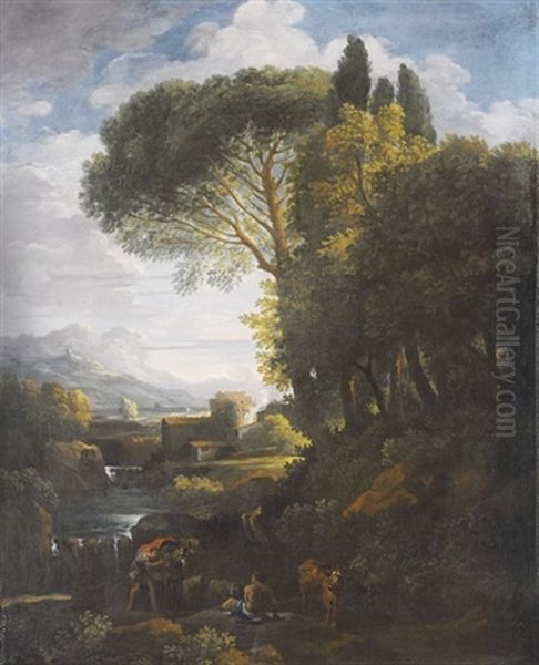 Paesaggio Con Pastori E Animali Oil Painting by Jan Frans van Bloemen