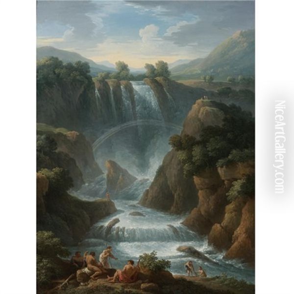 The Marmore Waterfalls At Terni Oil Painting by Jan Frans van Bloemen